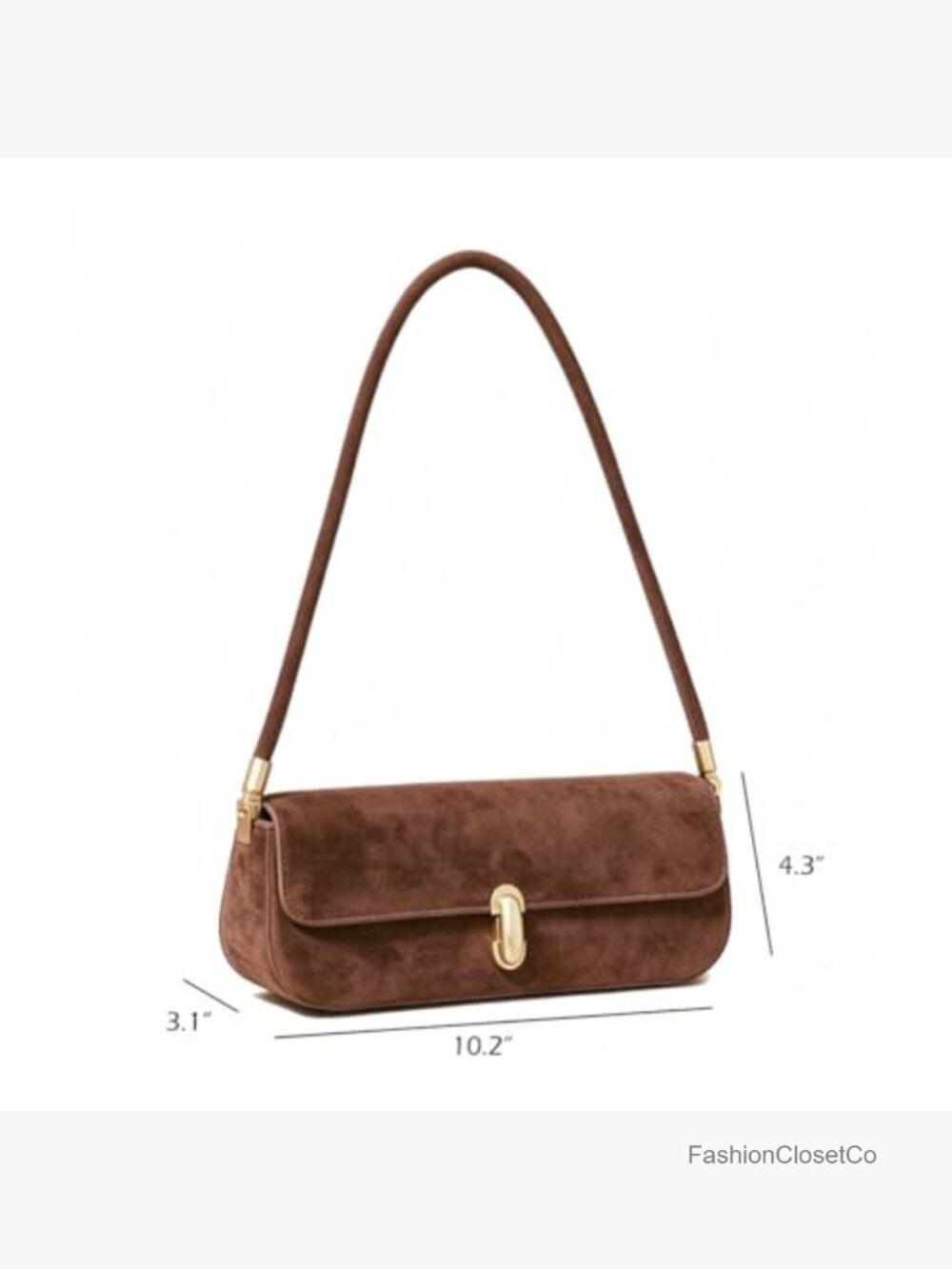 Faux Suede Shoulder Bag Square Shape Trendy Handbag - Picture 3 of 6